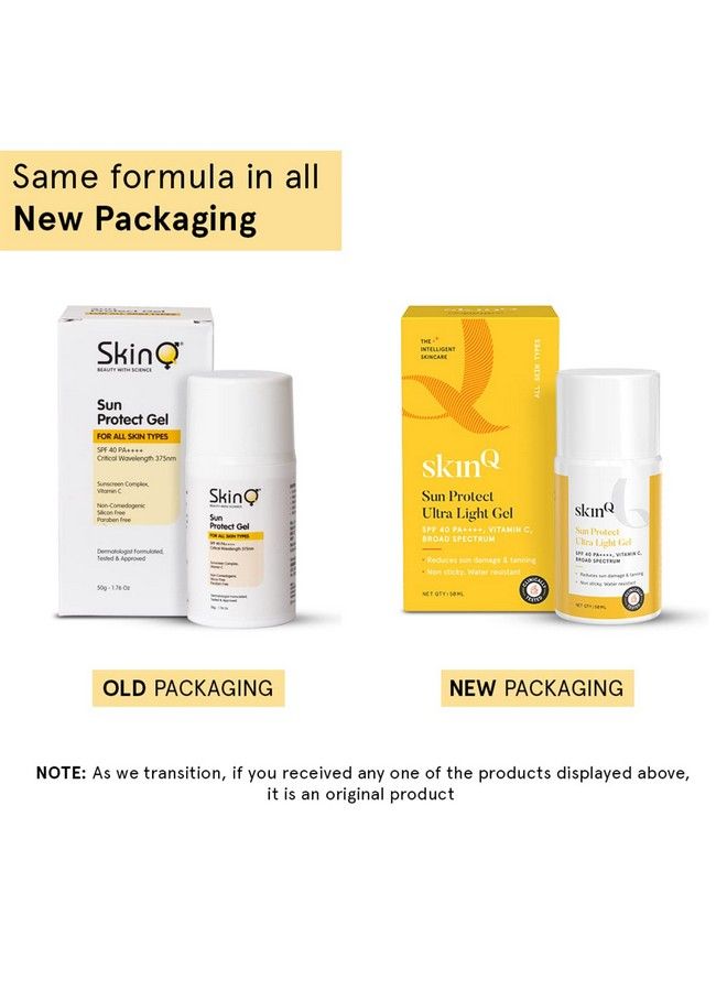Sunscreen For Men & Women 50G With Vitamin C Spf 40 & Broad Spectrum Pa++++; Sun Protect Ultra Light Gel Suitable For All Skin Types; Lightweight Nonsticky & Waterresistant