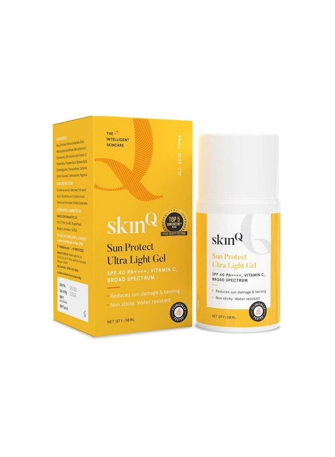 Sunscreen For Men & Women 50G With Vitamin C Spf 40 & Broad Spectrum Pa++++; Sun Protect Ultra Light Gel Suitable For All Skin Types; Lightweight Nonsticky & Waterresistant