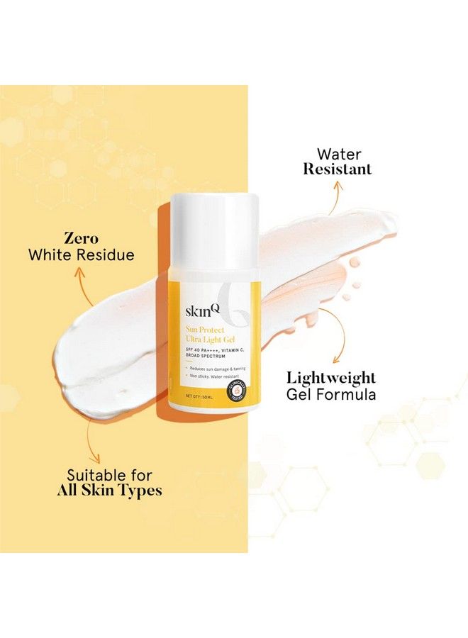 Sunscreen For Men & Women 50G With Vitamin C Spf 40 & Broad Spectrum Pa++++; Sun Protect Ultra Light Gel Suitable For All Skin Types; Lightweight Nonsticky & Waterresistant