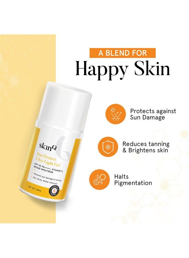 Sunscreen For Men & Women 50G With Vitamin C Spf 40 & Broad Spectrum Pa++++; Sun Protect Ultra Light Gel Suitable For All Skin Types; Lightweight Nonsticky & Waterresistant