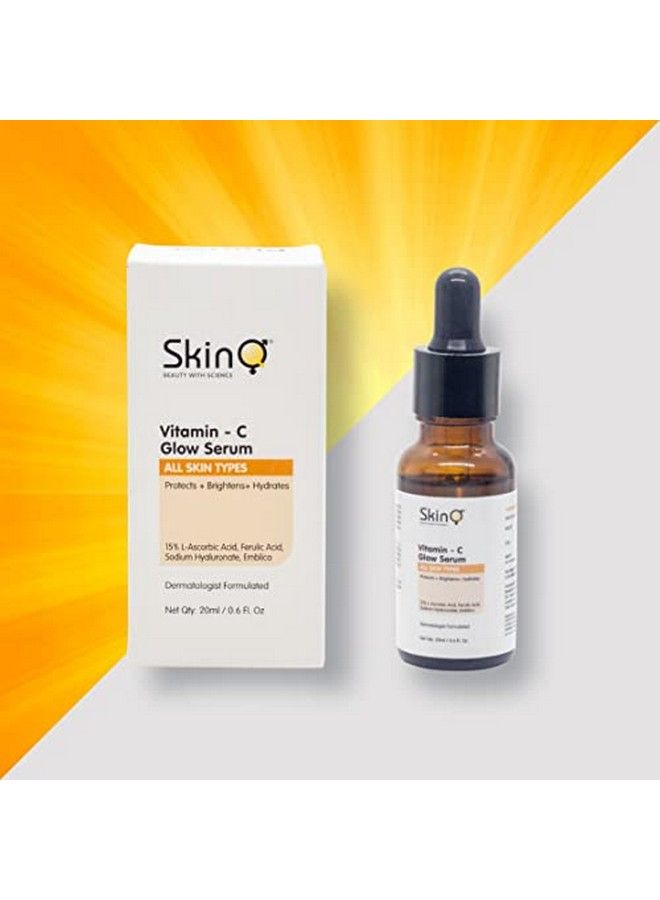 Vitamin C Glow Serum For Glowing Skin Tan Reduction Even Skin Tone 20 Ml With 15% L Ascorbic Acid & Ferulic Acid