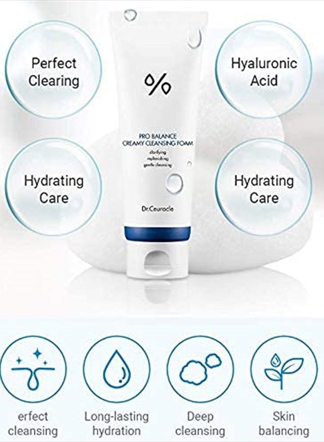 [Dr.Ceuracle] Pro Balance Creamy Cleansing Foam | Probiotics Complex Cleanser | Cruelty-Free Daily Face Wash & Pore Minimizer | Hydrating Gentle Face Cleanser | All Skin Types Including Sensitive | Nu