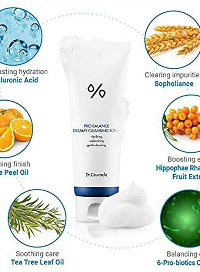 [Dr.Ceuracle] Pro Balance Creamy Cleansing Foam | Probiotics Complex Cleanser | Cruelty-Free Daily Face Wash & Pore Minimizer | Hydrating Gentle Face Cleanser | All Skin Types Including Sensitive | Nu