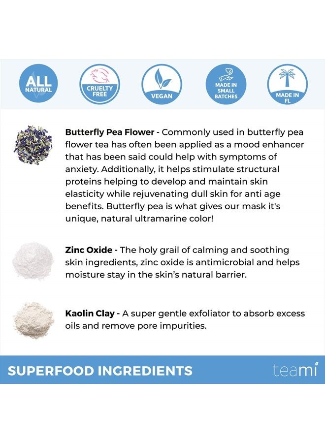 Beauty Facial Mask - Moisturizing Face Mask Skin Care - Anti Acne & Blackhead Remover with Butterfly Pea Flower & Kaolin Clay - Deep Cleansing Face Mask for Oily, Dry, or Sensitive Skin