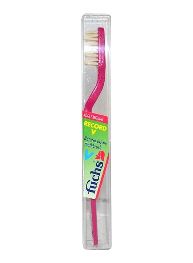 Record V Natural Bristle Toothbrush Red