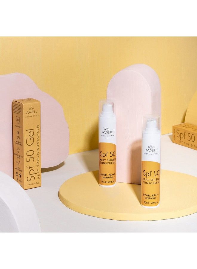Heat Shield Gel Sunscreen Spf 50 ; Normal Oily Or Acne Prone Skin ; Paraben & Paraffin Free ; Sun Protector With Uv+Ir & Pa+++ ; Dermatologically Tested For All Skin Types ; Pack Of 2 X 50 Ml
