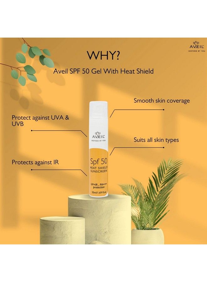Heat Shield Gel Sunscreen Spf 50 ; Normal Oily Or Acne Prone Skin ; Paraben & Paraffin Free ; Sun Protector With Uv+Ir & Pa+++ ; Dermatologically Tested For All Skin Types ; Pack Of 2 X 50 Ml