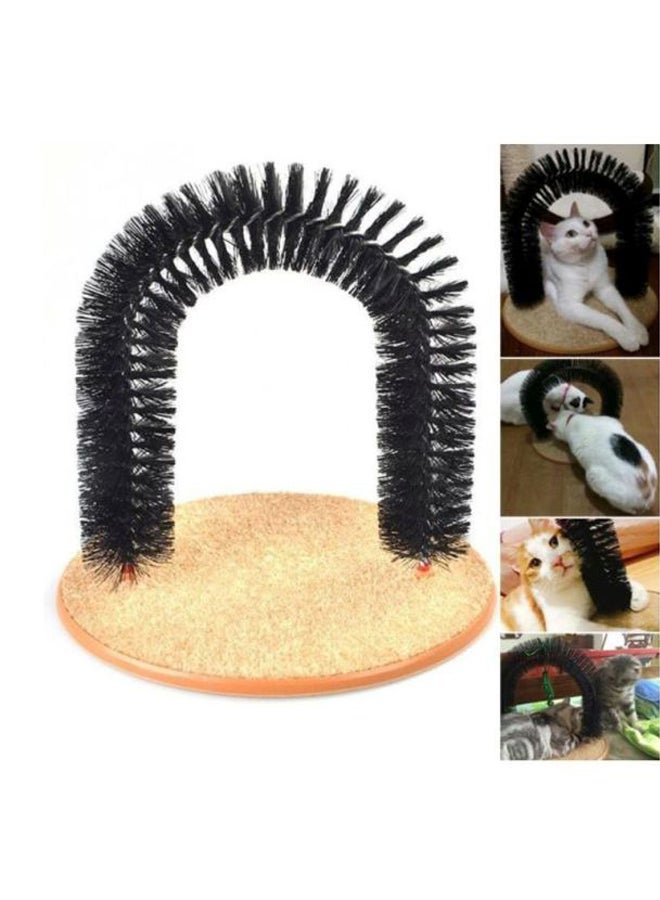 Self Groomer Scratching Base Deshedding Tool Catnip Black/Beige