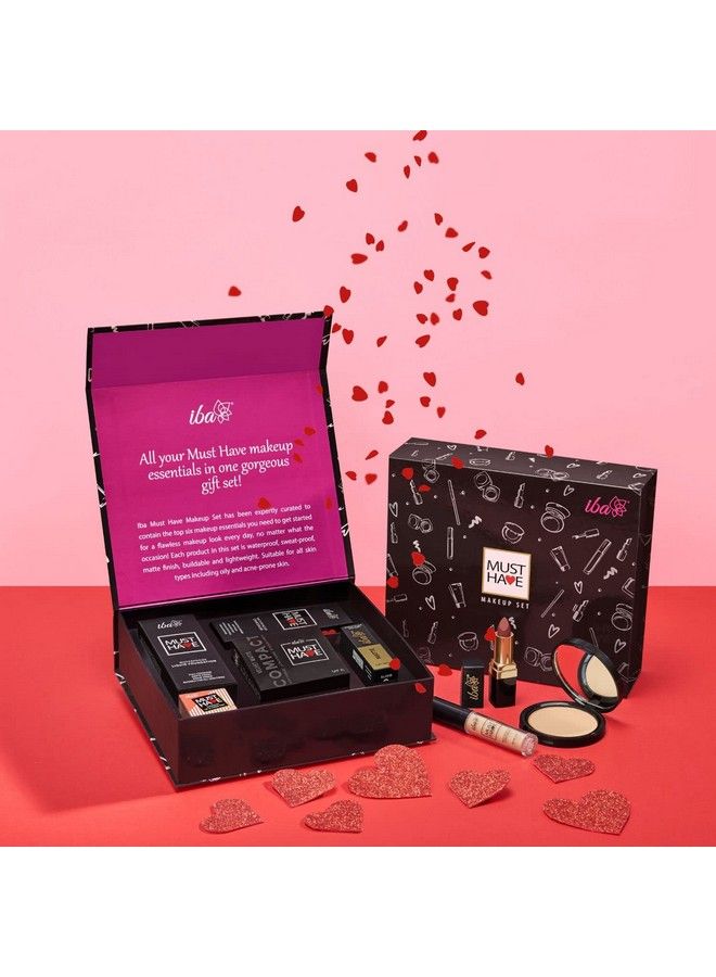 Must Have Makeup Set (Fair) Waterproof Foundation Concealer Matte Compact Lip & Cheek Tint Matte Lipstick Smudge Proof Kajal