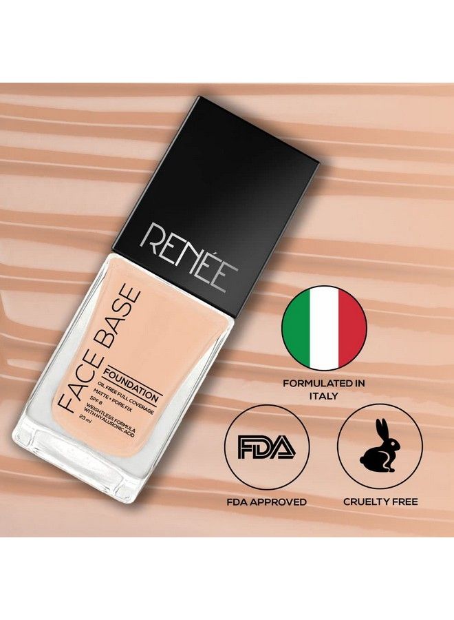 Face Base Liquid Foundation Chai Tea 23Ml ; Enriched With Hyaluronic Acid & Vitamin E Provides Spf 8 Protection Weightless Longlasting Matte Finish