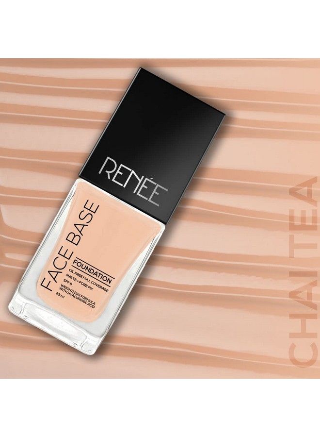 Face Base Liquid Foundation Chai Tea 23Ml ; Enriched With Hyaluronic Acid & Vitamin E Provides Spf 8 Protection Weightless Longlasting Matte Finish