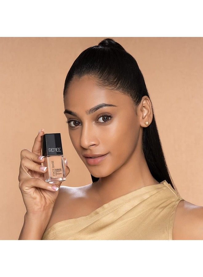 Face Base Liquid Foundation Chai Tea 23Ml ; Enriched With Hyaluronic Acid & Vitamin E Provides Spf 8 Protection Weightless Longlasting Matte Finish