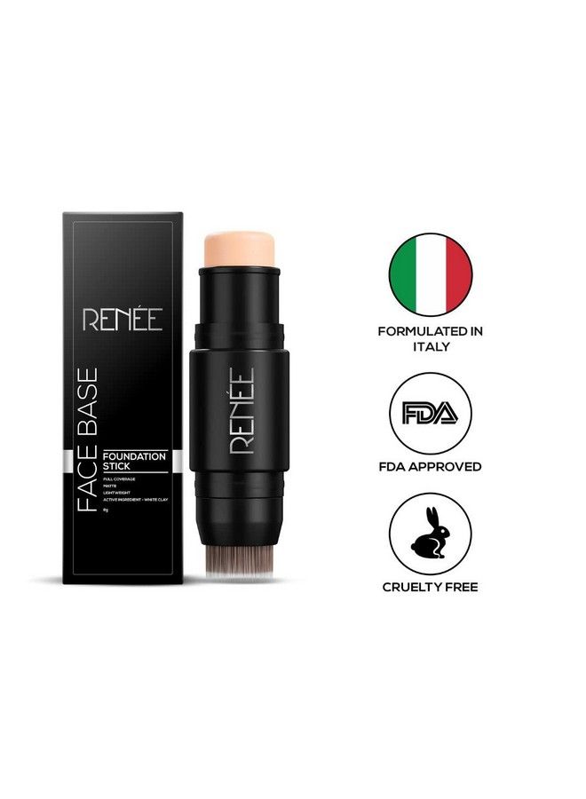 Face Base Foundation Stick With Applicator Cappuccino 8Gm ; Enriched With White Clay Weightless Longlasting Velvet Matte Finish Formula Provides Full Coverage