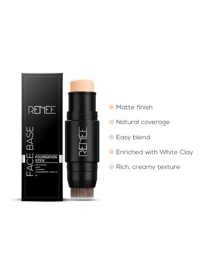 Face Base Foundation Stick With Applicator Cappuccino 8Gm ; Enriched With White Clay Weightless Longlasting Velvet Matte Finish Formula Provides Full Coverage