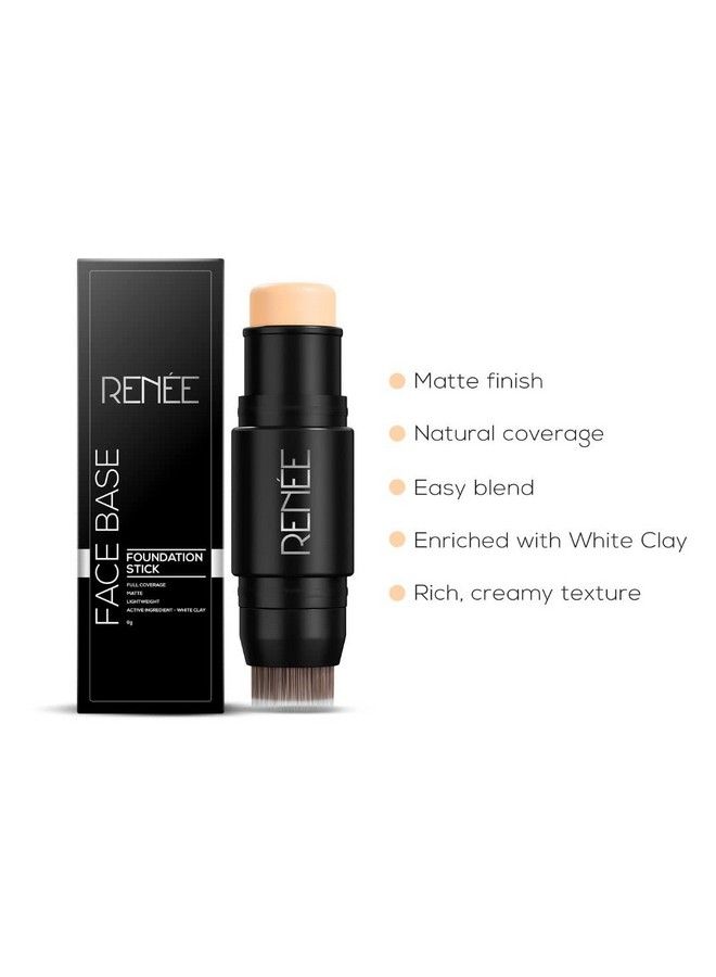 Face Base Foundation Stick With Applicator Chai Tea 8Gm; Enriched With White Clay; Weightless & Longlasting Formula; Velvet Matte Finish