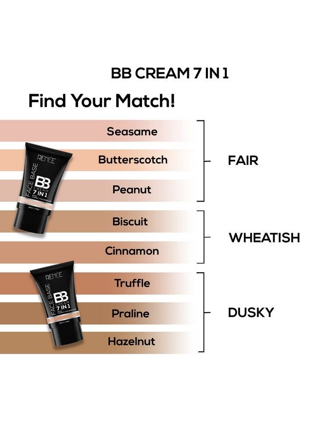 Face Base Bb Cream 7 In 1 With Spf 30 Pa+++Butterscotch 30Ml; Enriched With Hyaluronic Acid & Vitamin C; Hydrates Nourishes & Smoothens Skin