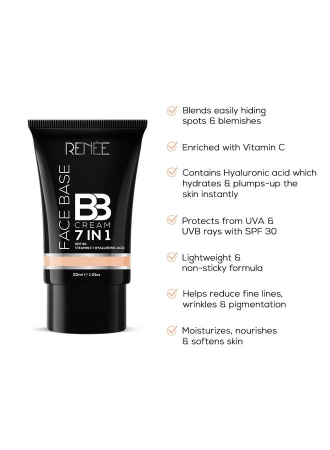 Face Base Bb Cream 7 In 1 With Spf 30 Pa+++Butterscotch 30Ml; Enriched With Hyaluronic Acid & Vitamin C; Hydrates Nourishes & Smoothens Skin