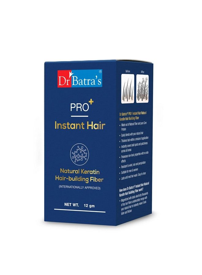 Pro+ Instant Hair Natural Keratin Hair Building Fibre (Internationally Approved) Black Hair Fiber For Thin & Fine Hair Suitable For Men And Women