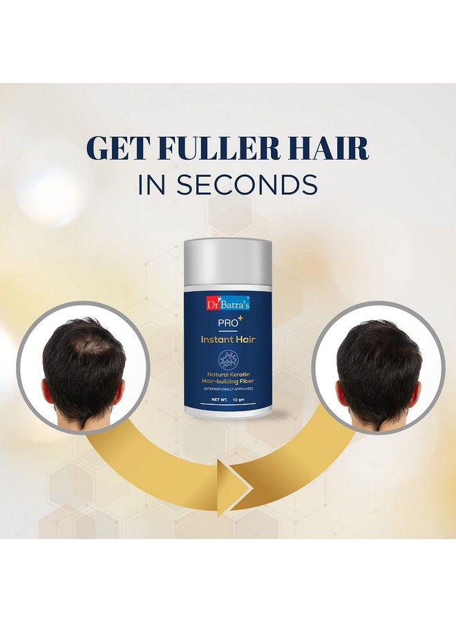 Pro+ Instant Hair Natural Keratin Hair Building Fibre (Internationally Approved) Black Hair Fiber For Thin & Fine Hair Suitable For Men And Women