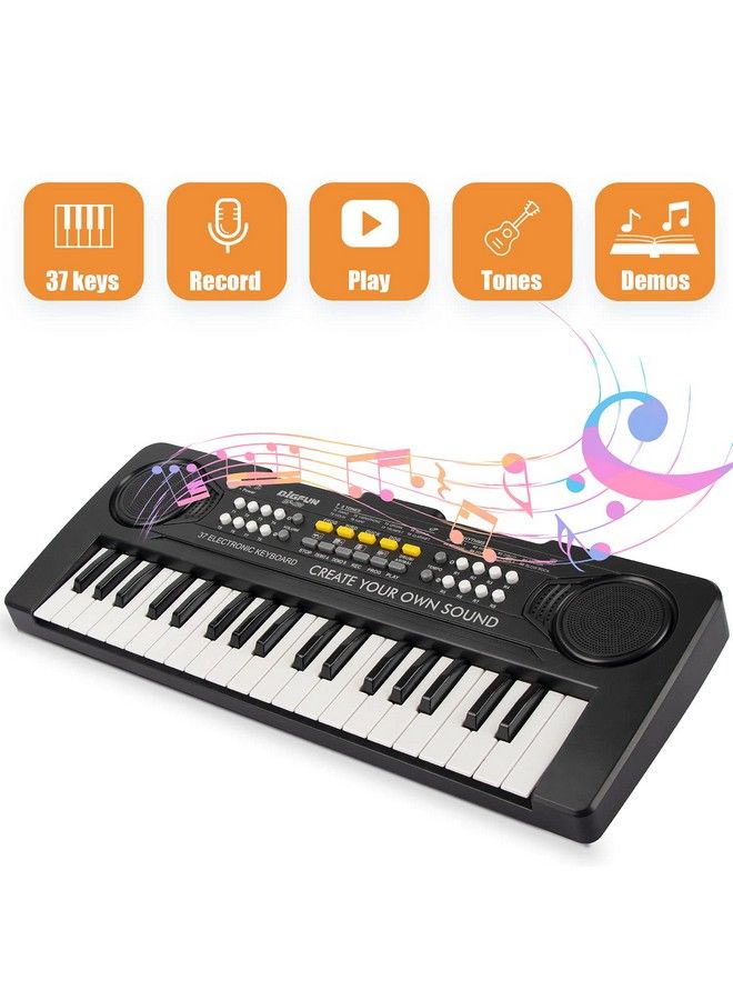 Kids Keyboard Piano 37 Key Portable Electronic Piano For Kids Digital Music Piano Keyboard Educational Toys For 3 4 5 6 7 8 Year Old Girls Boys (Black)