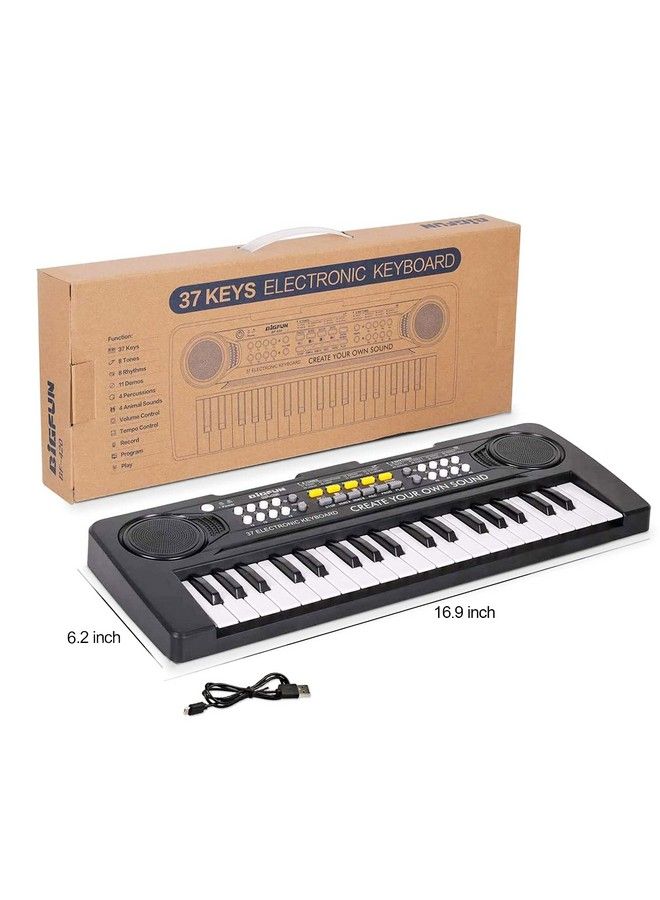 Kids Keyboard Piano 37 Key Portable Electronic Piano For Kids Digital Music Piano Keyboard Educational Toys For 3 4 5 6 7 8 Year Old Girls Boys (Black)