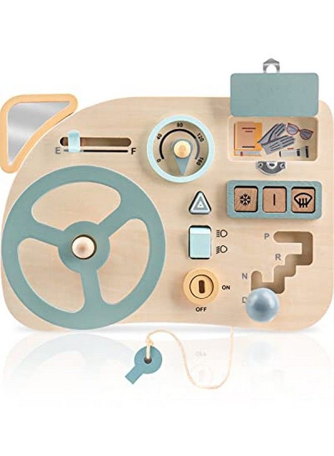 Montessori Busy Board For Toddlers Wooden Sensory Toys Preschool Learning Activities For Fine Motor Skills Travel Toy Steering Wheel Educational Gifts For 1 2 3 Years Old Kids Boys Girls