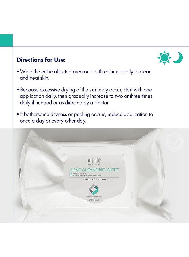Suzanobagimd On The Go Cleansing Wipes For Oily Or Acne Prone Skin 25 Count Pack Of 1
