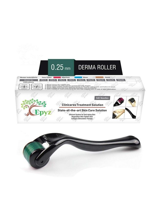 Skin Roller With 540 Titanium Alloy Needles (0.25Mm Green)