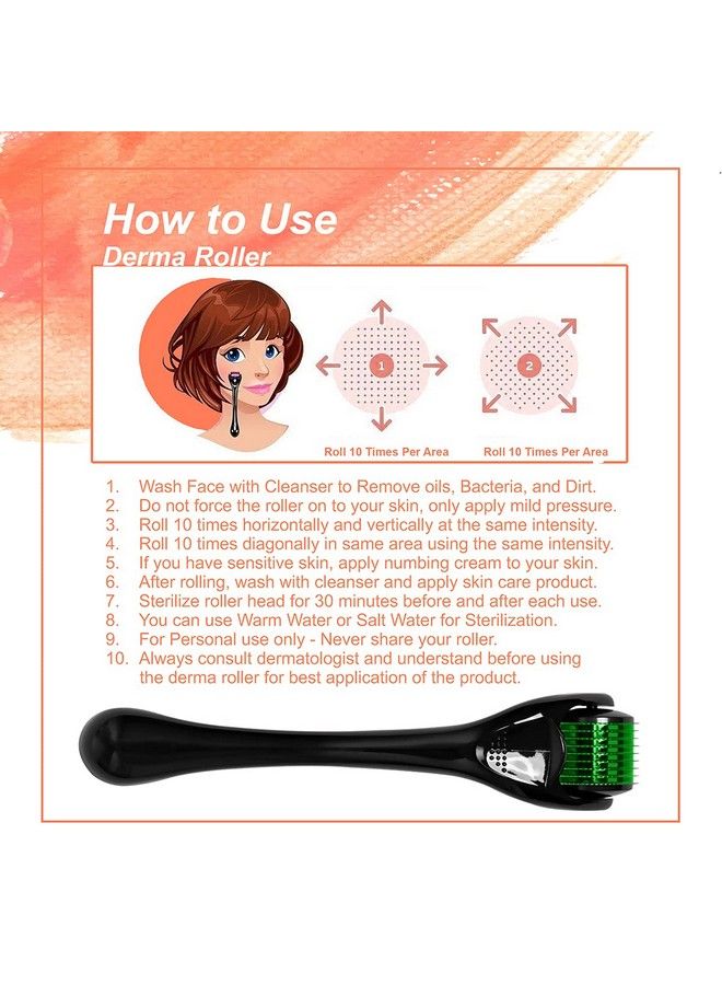 Skin Roller With 540 Titanium Alloy Needles (0.25Mm Green)