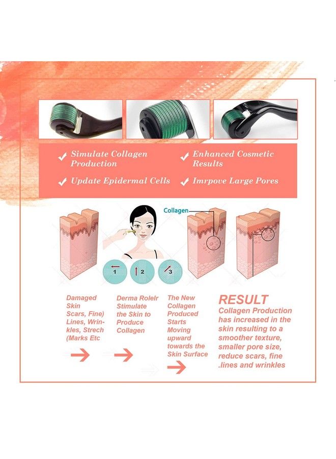 Skin Roller With 540 Titanium Alloy Needles (0.25Mm Green)