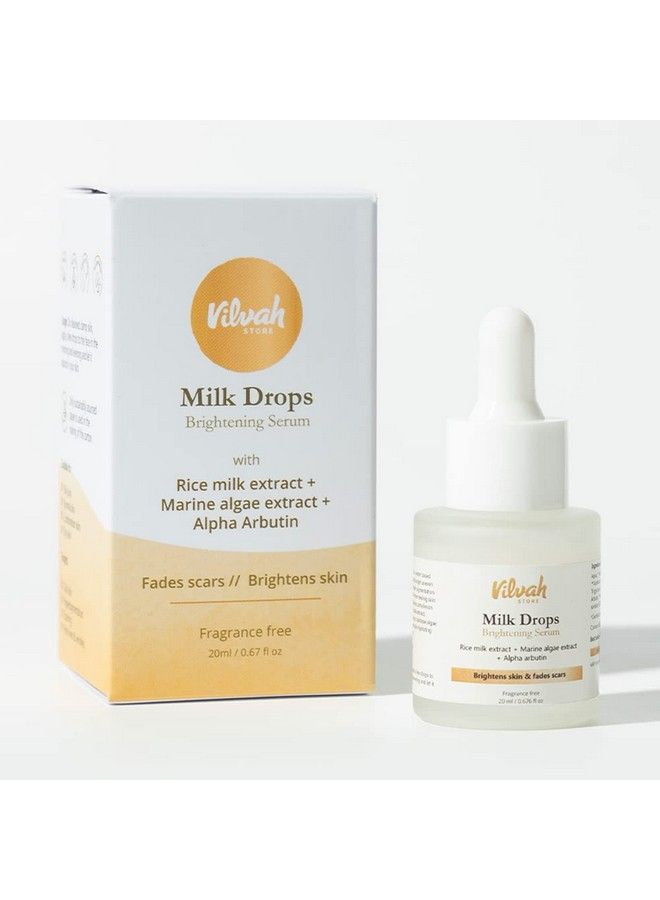 Milk Drops Brightening Serum ; Formulated With Rice Milk Extract Marine Algae Extract Alpha Arbutin ; Fades Scars Brightens Skin And Even Skin Tone ; Suitable For All Skin Types ; 20 Ml