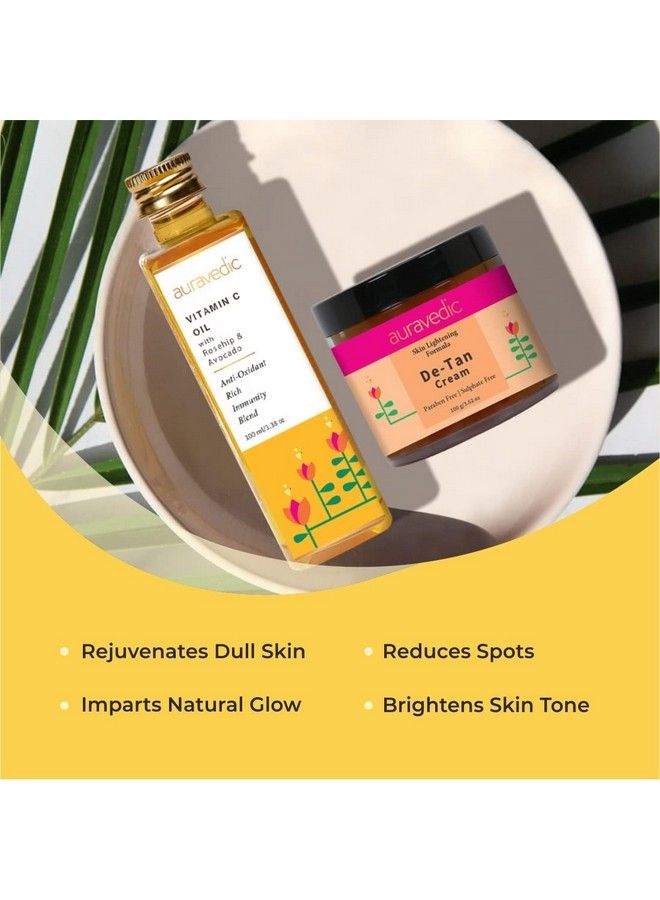 Vitamin C Oil Detan Cream Vitamin C Serum Oil With Rosehip Almond Oil De Tan Cream With Turmeric Licorice Papaya Face Cream For Glowing Skin All Natural Paraben Free 100Ml 100Gms