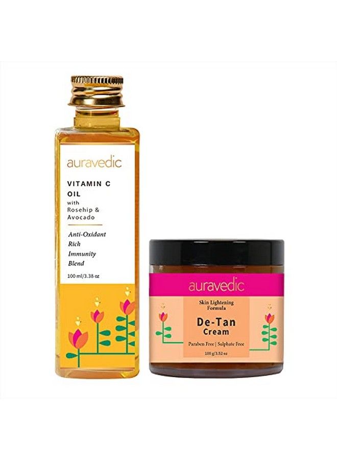 Vitamin C Oil Detan Cream Vitamin C Serum Oil With Rosehip Almond Oil De Tan Cream With Turmeric Licorice Papaya Face Cream For Glowing Skin All Natural Paraben Free 100Ml 100Gms