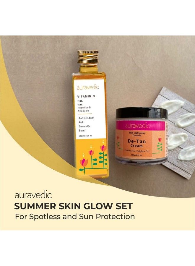 Vitamin C Oil Detan Cream Vitamin C Serum Oil With Rosehip Almond Oil De Tan Cream With Turmeric Licorice Papaya Face Cream For Glowing Skin All Natural Paraben Free 100Ml 100Gms