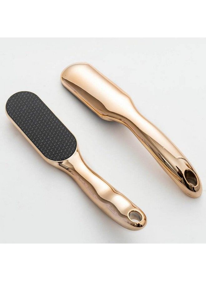 Callus Remover For Feet ; Foot Scrubber For Dead Skin Remover ; Nano Glass Crystal Removes Hard Skin Leaves Feet Smooth ; Pedicure Tools Foot Scraper Rasp Champagne Gold With Handle