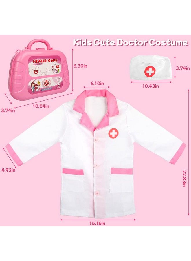 Toy Doctor Kit For Girls Pretend Play Doctor Set With Carrying Caseelectronic Stethoscope & Dress Up Costume Doctor Play Set For Girls Toddlers Ages 3 4 5 6 Year Old For Role Play Gift