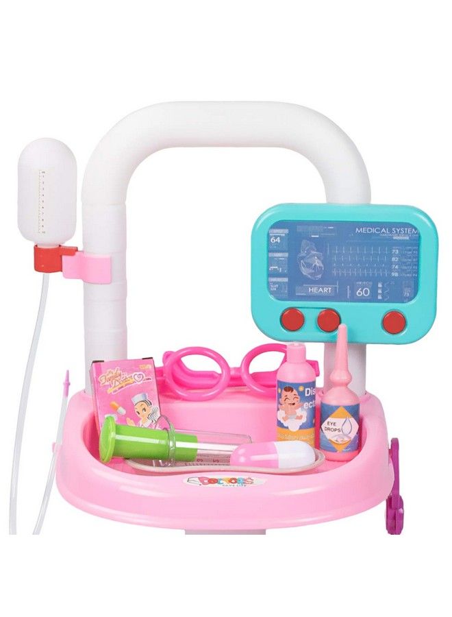 Doctor Cart Kit For Kids 3 4 5 Medical Play Set Realistic With Lights Toddlers Toys For Boys Girls 24 (Pink)