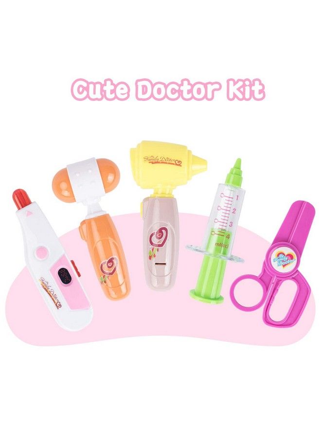 Doctor Cart Kit For Kids 3 4 5 Medical Play Set Realistic With Lights Toddlers Toys For Boys Girls 24 (Pink)