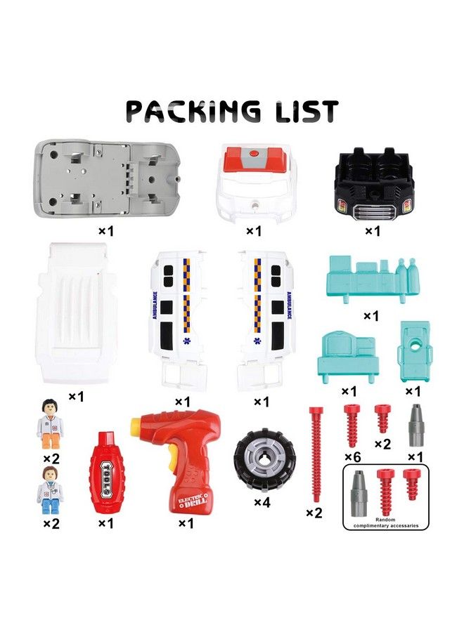 Learning Take Apart Toy Build Your Own Car Toy Ambulance Educational Playset With Tools And Power Drill Diy Assembly Car Gifts For Kids With Realistic Sounds & Lights (3+ Ages)