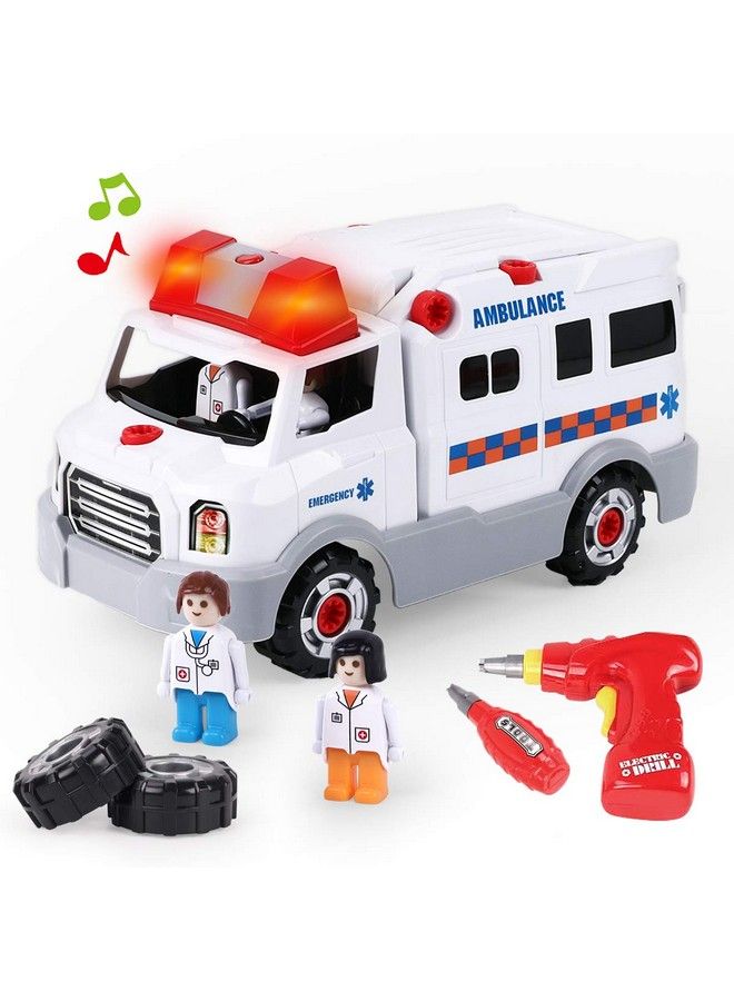 Learning Take Apart Toy Build Your Own Car Toy Ambulance Educational Playset With Tools And Power Drill Diy Assembly Car Gifts For Kids With Realistic Sounds & Lights (3+ Ages)