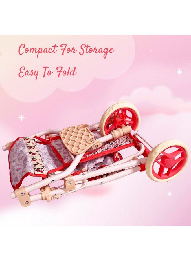 Baby Doll Stroller For Dolls ; Play Toy Doll Stroller For Toddlers 3 Year Old Girls Gift ; Push Pram Baby Stroller For Dolls Babydoll Stroller Jogger Baby Carriage For Dolls (Quality Floral Print)