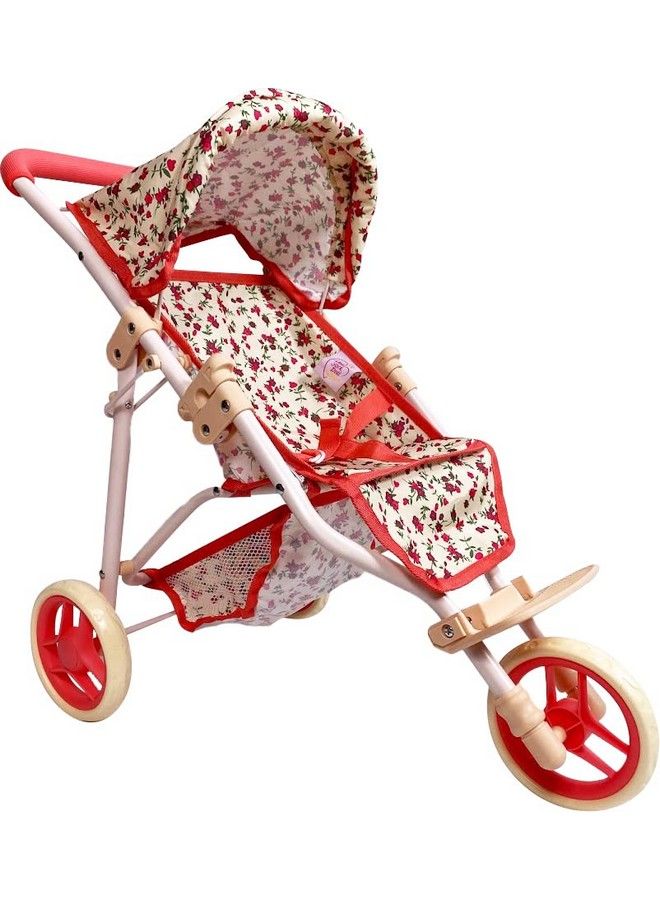 Baby Doll Stroller For Dolls ; Play Toy Doll Stroller For Toddlers 3 Year Old Girls Gift ; Push Pram Baby Stroller For Dolls Babydoll Stroller Jogger Baby Carriage For Dolls (Quality Floral Print)