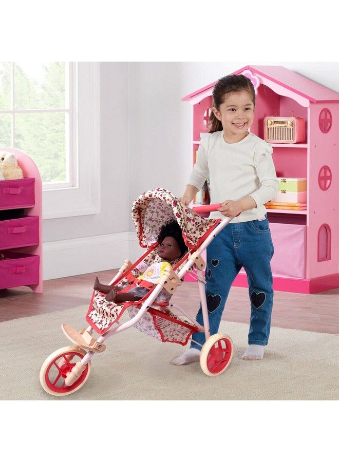 Baby Doll Stroller For Dolls ; Play Toy Doll Stroller For Toddlers 3 Year Old Girls Gift ; Push Pram Baby Stroller For Dolls Babydoll Stroller Jogger Baby Carriage For Dolls (Quality Floral Print)