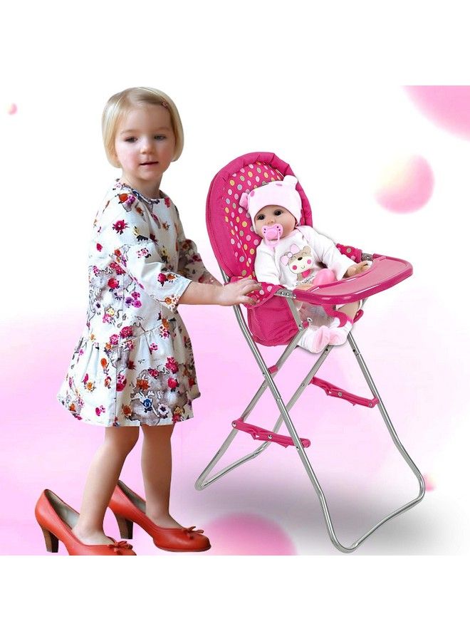 Baby Doll High Chair Fits 18 Inch Baby Dolls Pink Color Toys High Chair For Dolls