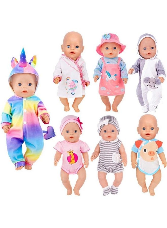 7 Sets Doll Clothes Accessories Play Set Include Rompers Dress Outfits Hat For 1416 Inch Dolls (No Doll)