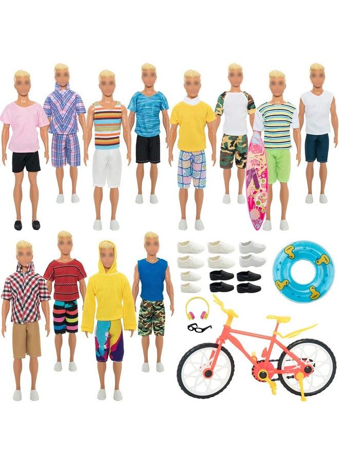 41 Pieces Doll Clothes And Accessories For 12 Inch Boy Doll Include Doll Clothes/Casual Clothes/Career Outfits/Jacket Pants Tops 6 Pairs Shoes And 5 Pieces Sport Doll Accessories