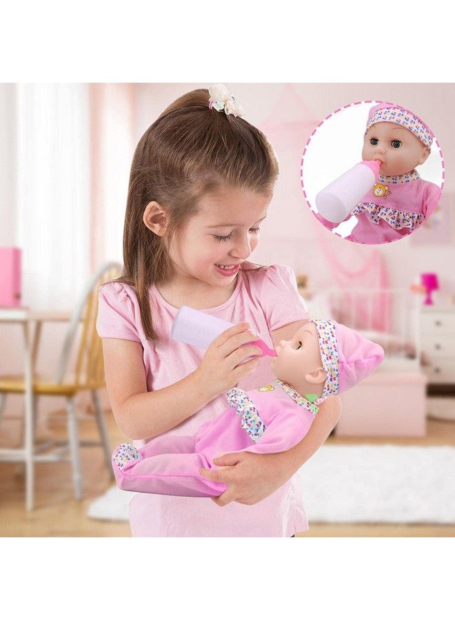 16 Inch Interactive Baby Doll Pink Crying Talking Baby Dolls With Different Sounds Pretend Play Funny Feeding Accessories Preschool Toys Gift For Toddlers 2 3 4 5+ Year Old Girls Boys