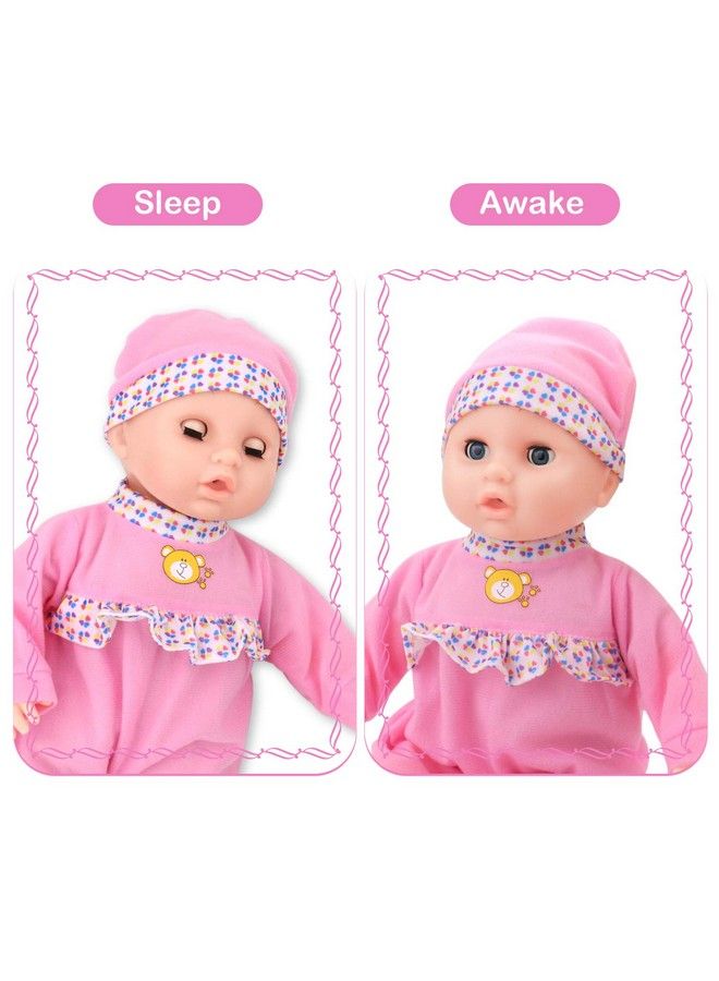 16 Inch Interactive Baby Doll Pink Crying Talking Baby Dolls With Different Sounds Pretend Play Funny Feeding Accessories Preschool Toys Gift For Toddlers 2 3 4 5+ Year Old Girls Boys