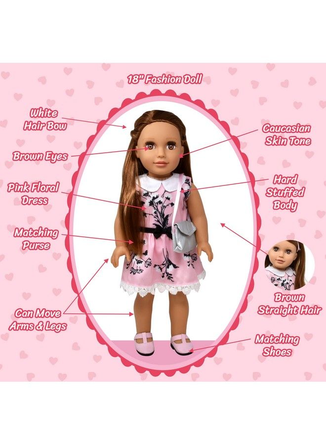 18 Inch Girl Doll Poseable Fashion Doll With Fine Hair For Styling Clothes Shoes Purse And Accessories Princess Doll For Girls And Kids