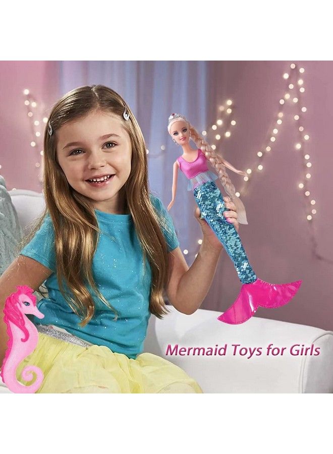 Mermaid Doll Color Change Tail 11.5 Inch Princess Mermaid Doll & Seahorse Set Mermaid Toys For Girls Kids Princess Dolls Toys